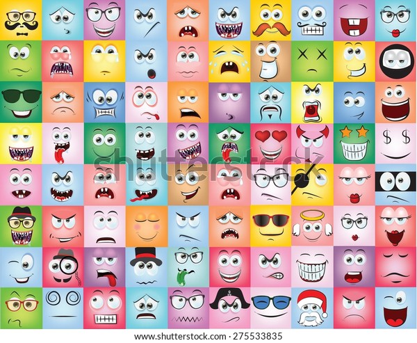 Set Cartoon Faces Different Emotions Stock Vector (Royalty Free ...