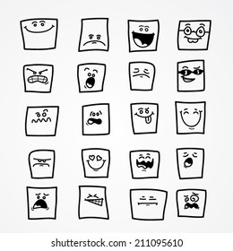 Set of cartoon faces with different expressions