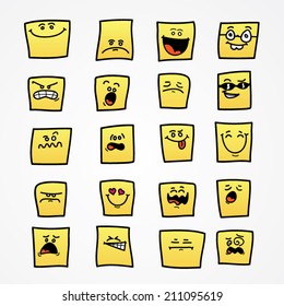 Set of cartoon faces with different expressions