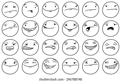 Set of cartoon faces with different expressions