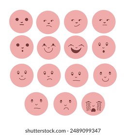 set of cartoon faces with emotions. vector illustration. 
