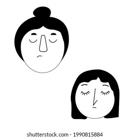 conjunto de caras de dibujos animados. Carácter humano gracioso. Icono de dos personas