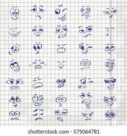 Set of cartoon faces of people. Vector illustration for your design