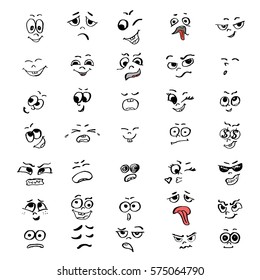 Set of cartoon faces of people. Vector illustration for your design