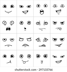 Set Cartoon Faces Various Emotions Stock Vector (Royalty Free ...