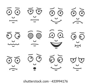 Set cartoon faces.Facials expressions