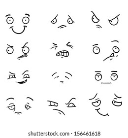 Set of cartoon facial expressions