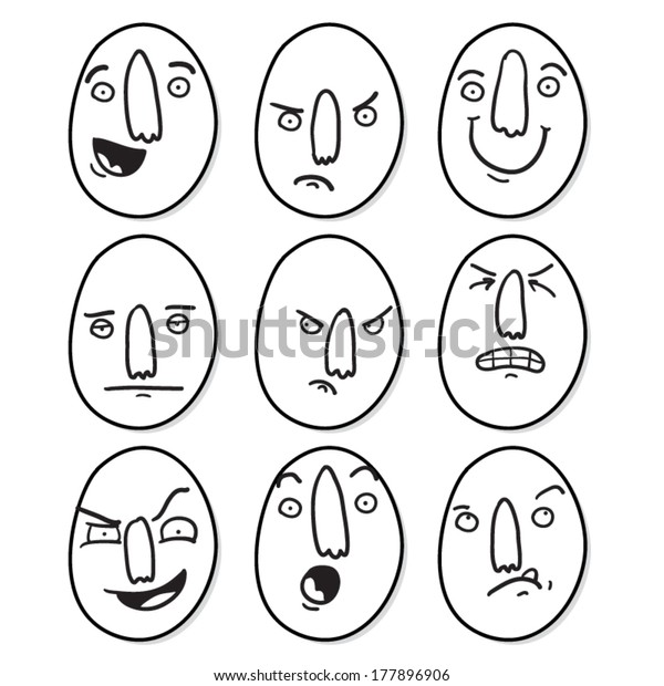 Set Cartoon Facial Expressions Big Nose Stock Vector (Royalty Free ...