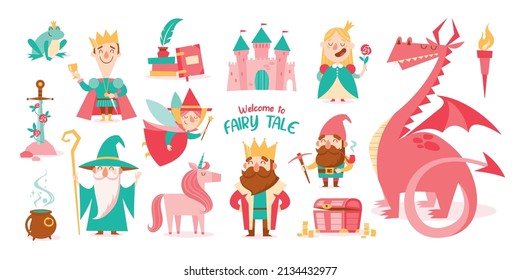 
Set of cartoon fairytale isolated characters.
