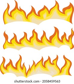 Set of cartoon fire for hiking and kipeng. Vector illustration.