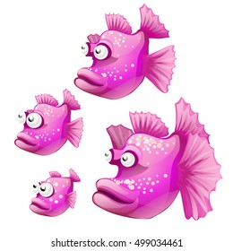 Set of cartoon fish isolated on a white background. Vector illustration.
