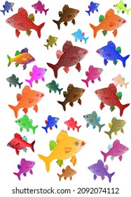  set of cartoon fish. Popular colored fish. Flat designer. Vector illustration, . collection of . aquarium modern flat fish.