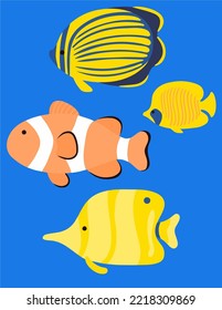 Set of cartoon fish ,vector images