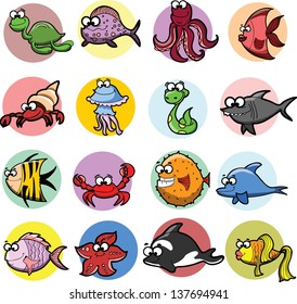 Set of cartoon fishes