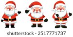 Set cartoon flat Smiling Santa standing. Vector illustration.