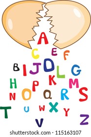 A set of cartoon font type, A to Z
