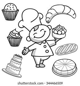 Set of cartoon food