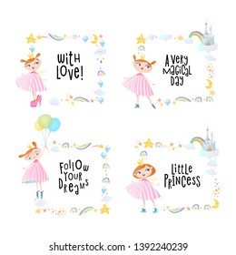 Set of cartoon frames. Nursery design. 