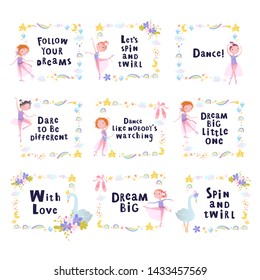 Set of cartoon frames. Nursery design. 