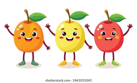 Set of cartoon fruit with arms and legs