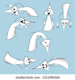 Set of cartoon funny arrows, pointed in different sides 