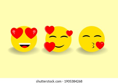 set of cartoon funny emojis with love expressions creative new design for Wallpaper, flyers, invitation, posters, brochure, banners.