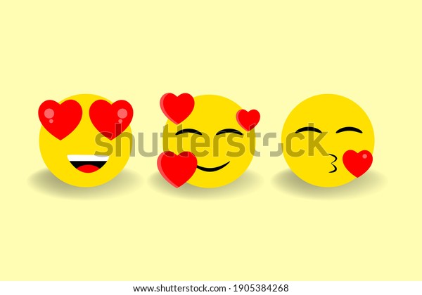 set of cartoon funny emojis with love\
expressions creative new design for Wallpaper, flyers, invitation,\
posters, brochure,\
banners.