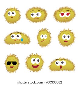 Set of cartoon funny emoticons. Collection of Emoji vector illustration isolated on white background