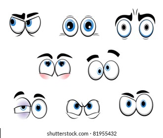 Set of cartoon funny eyes for comics design, such a logo. Rasterized version also available in gallery