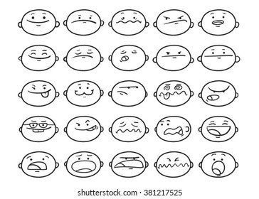 Set of cartoon funny faces