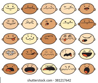 Set of cartoon funny faces