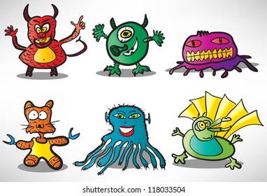 Set of cartoon funny monsters 2