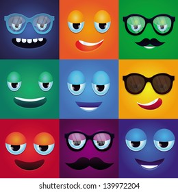 Set Cartoon Faces Expression Emotions Set Stock Vector (Royalty Free ...