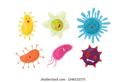 Set of cartoon germs. Vector illustration on a white background.