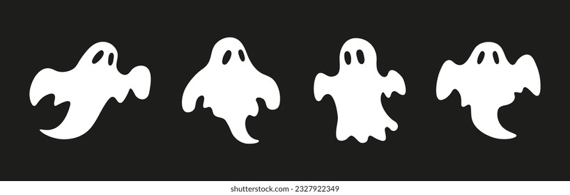 Set of cartoon ghosts. Halloween clipart. Vector