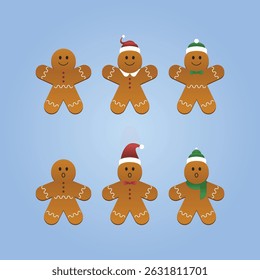 Set of cartoon gingerbread men by tulangbercabang studio