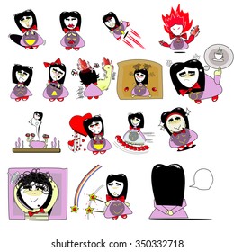set of cartoon girls
