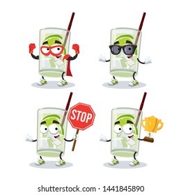 set of cartoon glass of Saint Germain cocktail character mascot on white background