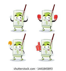 set of cartoon glass of Saint Germain cocktail character mascot on white background