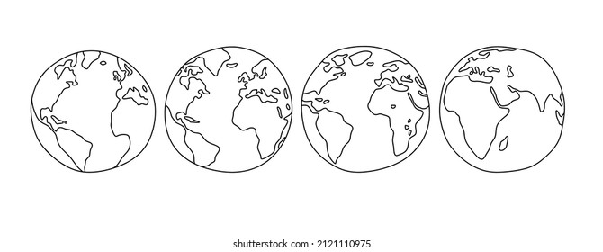 set of cartoon globes isolated on a white background.
