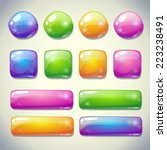 Set of cartoon glossy buttons for game or web design