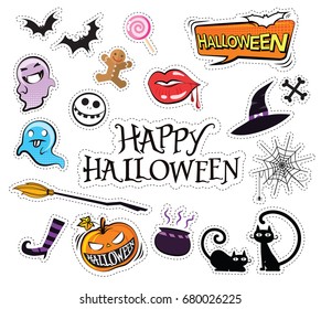 Set of Cartoon Graphic design, Halloween icons stickers.
