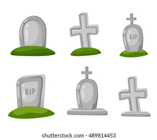 Set of cartoon grave. Vector illustration. Hallowen