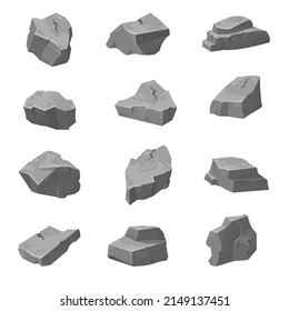 Set of cartoon grey stones