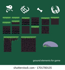 Set of cartoon ground elements for games