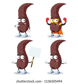 set of cartoon hair mascot on white background