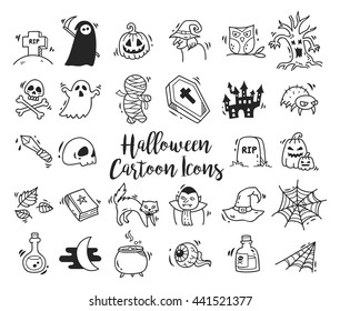 Set of cartoon Halloween icons