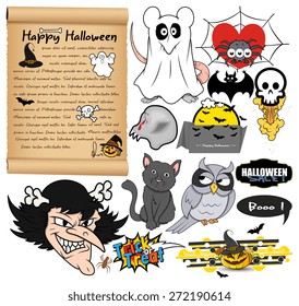 Set of Cartoon Halloween Vector Elements