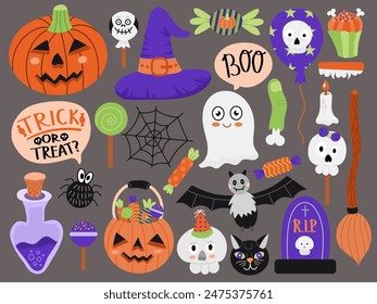 Set of cartoon halloween vector illustration