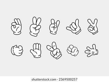 Set of Cartoon Hand. Collection of Doodle Hand Illustrations. All images are made in cartoon style. Vector Illustration of a Hand for Stickers, Baby Shower, Prints for Clothes